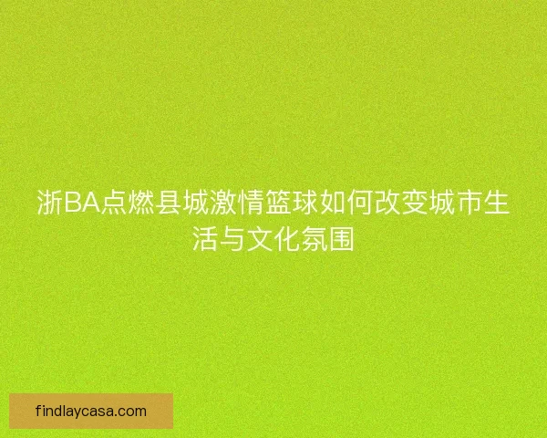 浙BA点燃县城激情篮球如何改变城市生活与文化氛围